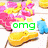 Animated sequence of a pink and yellow floral-patterned background with blue figures, displaying sequential text overlays.