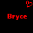 Red pixelated heart symbol above two identical red "Bryce" text blocks on black background.