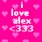 Pixelated pink background with white text 'i love alex <333' and scattered heart symbols, showing animation changes in heart positions across frames.