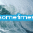 Pixelated ocean waves background with blue text overlays reading 'sometimes', 'you need just to see', 'to run away', and 'FOLLOW who will'.