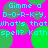 Pixelated text and green circles on a bright pink background with cyan text repeating phrases.