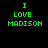 Four display the text "I LOVE MADISON" in green pixelated font against different backgrounds: black, gray, white, and dark gray