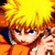 Pixelated anime character with spiky yellow hair in multiple poses: hand near face, pointing forward, and wearing a headband.