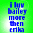 Blue pixelated text on a green background reads "i luv bailey more then erika" in four identical arranged in a