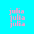 Four identical display pink "julia" text on cyan background with varying pink rectangular overlays