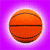 A contact sheet of five animated basketball frames on a purple background with white glow effects, each frame showing a different orientation of an orange basketball with black lines.