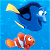 Pixelated cartoon fish characters Dory and Nemo appear on a blue background with text "Hey, Mr. Grumpy Gills!" in yellow, pink, and green.
