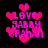 Pixelated pink text and hearts on black background, with animated heart and text variations.