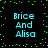Pixelated cyan text "Brice And Alisa" on black background with green dot border, four identical copies