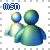 Three identical pixelated images of two stylized figures with blue-green color gradients, each featuring a blue 'MSN' text logo above them on a white background.