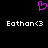 A static pixel art icon with a black background, featuring a pink heart symbol above two identical lines of white text reading "Eathan<3".