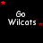 Black background with white 'Go Wilcats' text and red stars in various positions