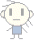Pixelated character with round head, rectangular eyes, and blue square torso in two side-by-side frames showing head rotation.