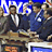 Animated sequence of men in business suits at a trading post with 'NYS' backdrop, showing subtle shifts in posture and hand positions across frames.