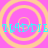 A static image with a bright pink background featuring four overlapping yellow circular patterns and repeated cyan text.