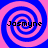 Four identical spiral patterns in blue and pink with the text 'Jasmyne' overlaid in black pixelated font on each spiral.