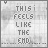 A grayscale animated icon displays the text "THIS FEELS LIKE THE END" with small heart symbols moving across the frame.