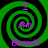 Four identical green spiral patterns with black outlines, each containing purple text reading "I Am Bored!!" arranged in a on a black background