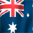 Static pixelated image of the Australian flag featuring a Union Jack in the upper left, a large white seven-pointed star below it, and smaller white stars on a blue background.