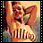Animated sequence of a person with raised arms and closed eyes, wearing striped clothing against a blurred background.