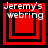 Red square with black concentric borders and white text 'Jeremy's webring' above, showing four distinct frame variations.