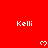 Red background with repeated white 'Kelli' text and heart symbols arranged in a pattern
