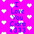 Pixelated text and hearts on a bright pink background with blue lettering.