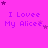 A bright pink background displays repeated text "I Lovee My Alicee." with purple stars scattered throughout.