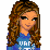 Pixelated static image of a cartoon-style female character with long brown hair wearing a blue top, displayed as an AOL Instant Messenger buddy icon.