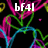 Black background with neon-colored heart outlines in pink, green, blue, and yellow; white text overlays display names like 'bf4l', 'BRI JENNY RACHEL', 'EMILY RACHEL JORDAN' across the image.