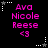 Pixelated text displays 'Ava Nicole Reese' with a heart symbol, surrounded by white and gray star-shaped corner markers on black background.