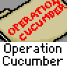 Animated contact sheet of Operation Cucumber buddy icon frames showing various character poses and text elements on a gray background.
