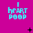 nine identical pixelated icons on a magenta background, each displaying "I HEART POOP" in cyan text with small black symbols scattered around the