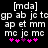 Pixelated text and pink heart symbols on a black background, with two identical side-by-side arrangements of characters and symbols.