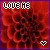 A contact sheet of two animated frames showing a red floral pattern with "LOVE ME" text and heart symbols, where the left frame has a white heart outline and the right frame shows a black-and-white filled heart.