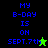 A pixelated graphic with blue text reading "MY B-DAY IS ON SEPT.7th" on a split background of black and green, featuring a green star and a black star in different sections.