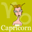 A 6-frame animated contact sheet of a cartoon Capricorn character with goat horns, displayed on a yellow background with repeated 'YO' watermarks and 'Capricorn' text.