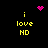 Yellow text 'i love HD' on black background with pink pixelated heart and starburst symbols above and below the text.