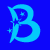 A split-frame contact sheet showing two variations of a stylized blue letter B with star accents on contrasting backgrounds.