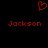 Red pixelated heart symbol above two identical red pixelated 'Jackson' text labels on a black background.