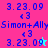 Pixelated digital icon with blue text and symbols on pink, purple, cyan, and light purple backgrounds showing date-time stamps and 'Simon+Ally' text.
