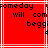 Red background with white lines and black pixelated text reading "someday will com beggi" in two identical side-by-side