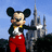 Mickey Mouse in red shorts and yellow shoes stands before a castle, with yellow text on a pink background reading "I AM A FREAK ... YEAH ... A DISNEY FREAK !!!".
