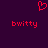 Red pixelated heart symbol above two instances of the word 'bwitty' on a dark purple background.