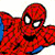 Pixelated Spider-Man figure in red and blue costume with white eyes, positioned next to green background text reading 'Original Icons .com'.