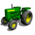 Green tractor with yellow wheels and black tires, shown in multiple views from different angles on a white background.