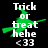 Green witch silhouette with outstretched arms appears over white text reading 'Trick or treat hehe <33' on black background, two identical frames shown side-by-side.