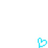 Three cyan pixelated heart shapes positioned around a gray rectangular block on a white background.