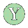 circular and irregularly shaped icons featuring a stylized 'Y' symbol in light blue, with one green variant on the top-left