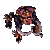 A 50x50 pixel animated contact sheet showing six sequential frames of a Zerg-like creature from StarCraft, rendered in low-resolution pixel art with brown and purple coloration against a gray background.